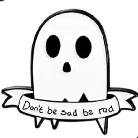 Mental Health x sad colorful enamel cartoon pin lapel brooch - Picture 2 of 9